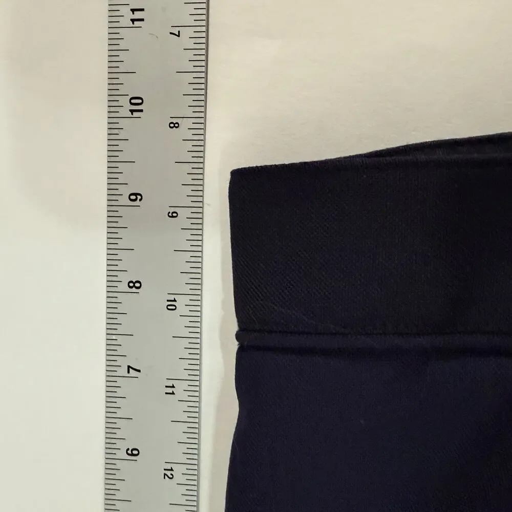 Tory Burch Navy Pant 2 Wool Blend Trouser Tapered Slim Ankle Seam Back
